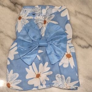 Blue Floral Dog Dress with Bow